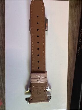 Leather Watch Band in Two-Tone Brown and Light Pink